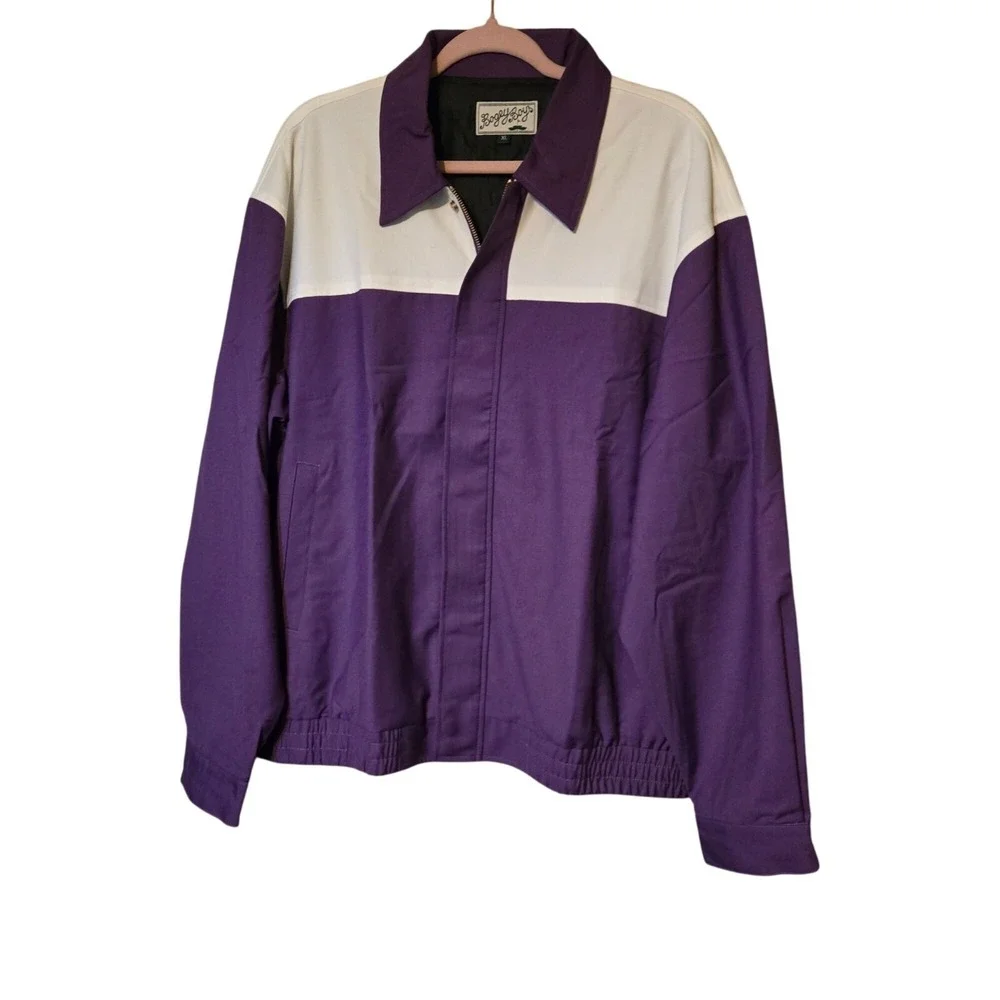 Bogey‎ Boys Mens Colorblock Full Zip Golf Jacket Purple Cream XL Macklemore